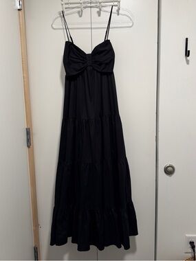 The Reset Black Bow-Front Tiered Maxi Dress